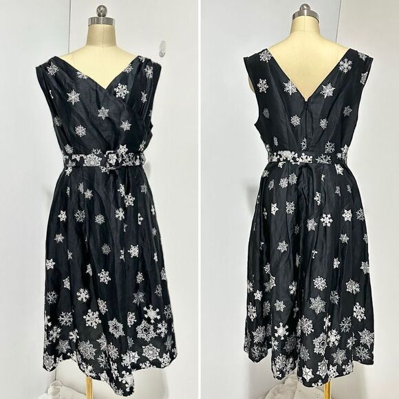 ModCloth The Snow Must Go On Dress 10 Holidays Pin-Up Rockabilly Cocktail Party - Picture 1 of 9